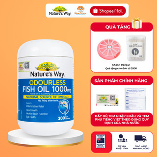 Omega-3 Nature's Way Odourless Fish Oil 1000Mg dầu cá giúp mắt sáng tăng khả năng tập trung 200V