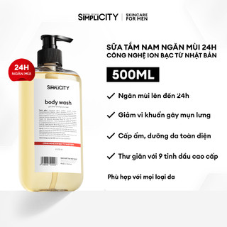 Sữa tắm nam ngăn mùi 24h Ion bạc Men Stay Simplicity body wash 500ml