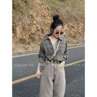 Set áo kẻ mix áo sơ mi bò