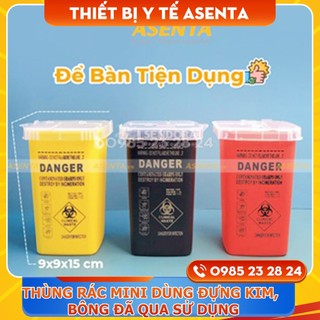 Thùng rác mini để bàn đựng kim xăm, bông