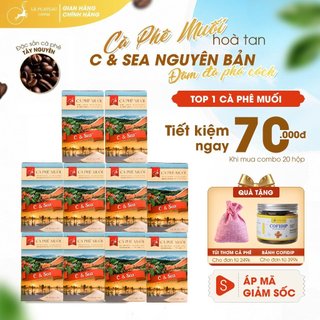 Combo 20 Hộp Cà Phê Muối Chuẩn Vị Huế,Cà Phê Hòa Tan Loại Đặc Biệt Thơm Ngon Tiện Lợi - C& Sea, Le Plateau Coffee