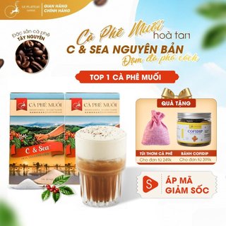 Combo 2 hộp Cà Phê Muối Chuẩn Vị Huế, Cà Phê Hòa Tan Loại Đặc Biệt Thơm Ngon Tiện Lợi - C& Sea, Le Plateau Coffee