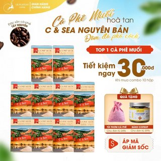 Combo 10 Hộp Cà Phê Muối Chuẩn Vị Huế,Cà Phê Hòa Tan Loại Đặc Biệt Thơm Ngon Tiện Lợi - C& Sea, Le Plateau Coffee