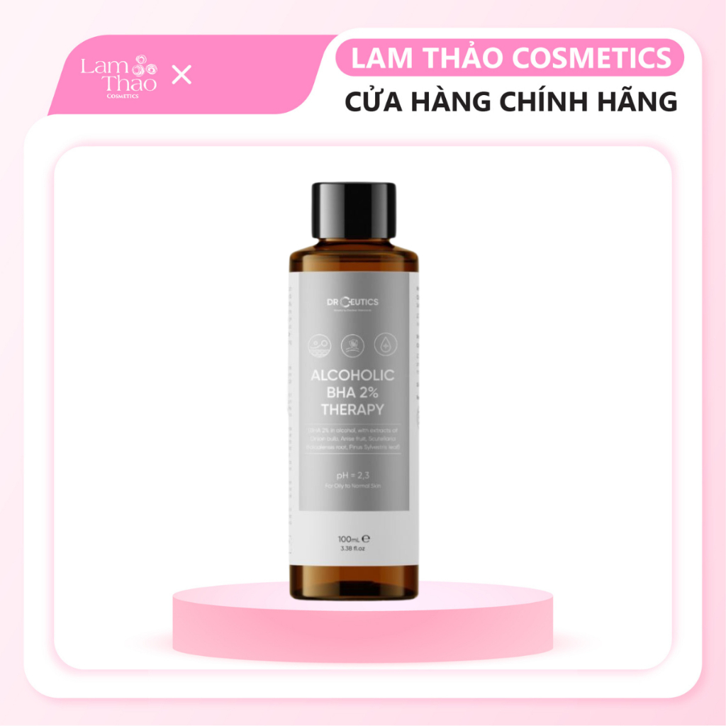 Nước Cân Bằng Da Se Khít Lỗ Chân Lông Và Giảm Mụn DrCeutics Alcoholic BHA 2% Therapy 100ml
