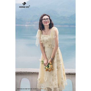 Đầm ren hồ điệp nơ vai DL822