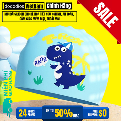 Mũ Bơi Silicon Dododios Ca43 Cho Bé Từ 3 Tuổi Họa Tiết Ngộ Nghĩnh, An Toàn, Cảm Giác Mềm Mại, Thoải Mái