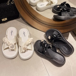 Dép Sandal nữ quai chéo phối nơ, đế mềm chống trơn trượt đi chơi, đi biển