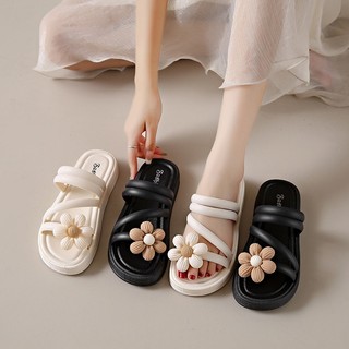 Dép Sandal nữ quai phối hoa cúc dễ thương phong cách Hàn Quốc đế mềm chống trơn trượt  đi chơi, đi biển