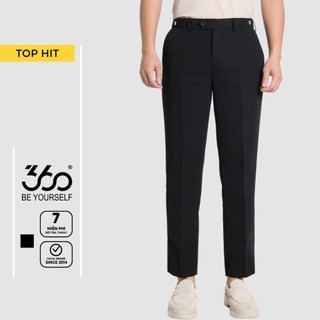 Quần âu nam cạp trượt dáng crop trẻ trung 360 Boutique quần tây đen chất liệu dày dặn - QACOL515