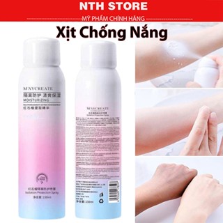 Xịt chống nắng trắng da Maycreat 150ml lên tone cho da mặt body dạng nước phun sương