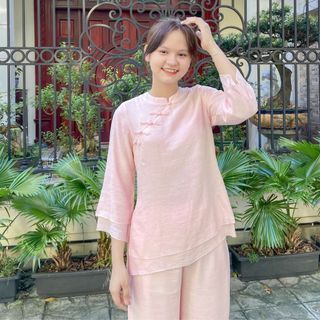 Quần Áo Ngồi Thiền, Yoga, Võ Đạo, Đi Lễ Chùa Cao Cấp, Cắt May Thủ Công ZAMBALA - An Cát Tường - Cổ Tàu 5 Nút