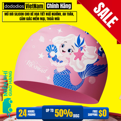 Mũ Bơi Trẻ Em Silicone Trơn Từ 3-11 Tuổi - Chọn Màu Siêu Co Giãn, Nón Bơi Trẻ Em Siêu Bền, Chống Thấm Nước Hãng Dododios