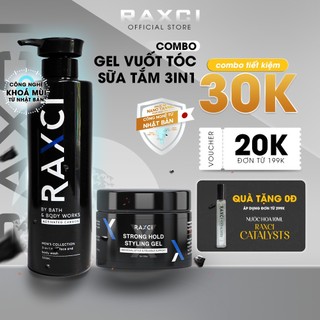Combo Sữa Tắm Nam Raxci 500ml/chai và Gel Vuốt Tóc Giúp Giữ Nếp, Tạo Kiểu Tóc & Sạch Khuẩn Tự Tin Suốt Ngày Dài