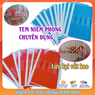 Set 50 con tem niêm phong in seri, có lưu vết keo KT 20*90mm/20*150mm/ 30*150mm, niêm phong mép hộp, hồ sơ tài liệu,