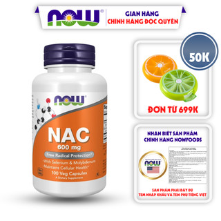 NAC NOW Giúp giải độc gan, bảo vệ gan toàn tiện, tăng cường miễn dịch  NAC 600 mg w/ Selenium & Molybdenum 100v từ Mỹ