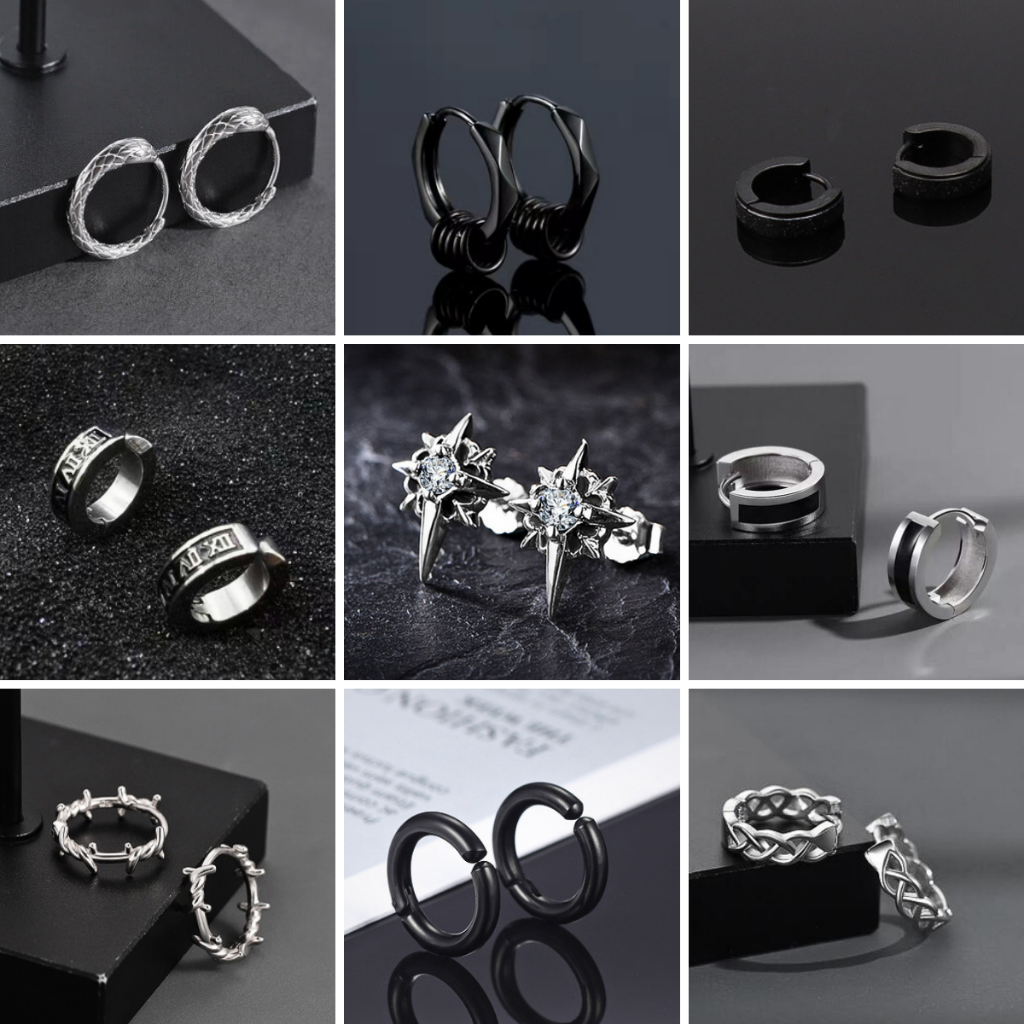 Khuyên tai titan nam nữ khuyên tai xỏ kẹp không cần xỏ lỗ nhiều lựa chọn SAZ dễ phối đồ - Hoa tai tổng hợp (1 chiếc)