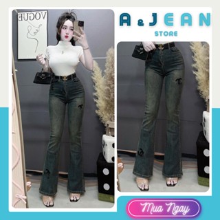  Quần jean ống loe thêu X dáng dài quần bò ống bass | AJEAN STORE 