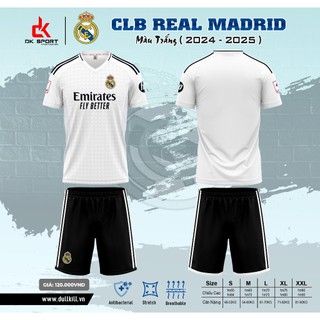 Bộ Đồ Đá Banh CLB  Real trắng