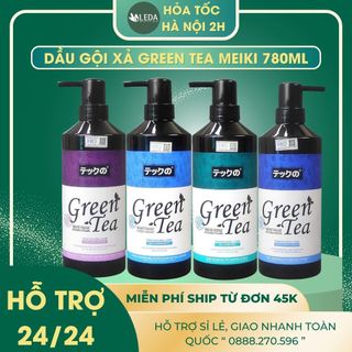 Dầu gội GREEN TEA MEIKI, Dầu gội xả Meiki phục hồi, giảm gàu, kiềm dầu, dầu gội nhật bản trà xanh 780ML