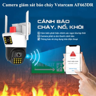 Camera giám sát báo cháy Vstarcam AF633DR Full HD 2 mắt cực rộng, báo động khói, cháy nổ bảo vệ gia đình