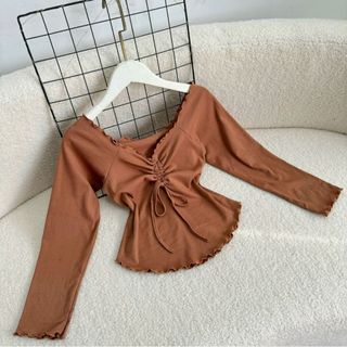 Áo Trễ Vai Tay Dài Sang Chảnh Có Dây Rút Tôn Vòng 1 Vải Thun Borip Co Giãn CÓ BIGSIZE A239