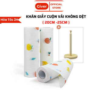 Cuộn Khăn Giấy Lau Bếp 20cm 25cm Khăn Giấy Lau Tay Họa Tiết Siêu Dai, Siêu Thấm Hút Có Thể Tái Sử Dụng