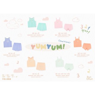 Punchun bộ ba lỗ và hai dây dành bé từ 6 tháng đến 5 tuổi Bakery PCSS24D2404