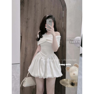 Đầm tùng xòe phồng xoắn ngực hở vai 2 bên 0624 thaotranshop90