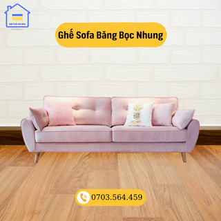 Ghế sofa băng phòng khách dài 1m8 bọc nhung tặng kèm gối