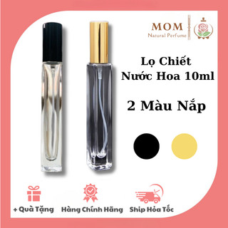 Chai Chiết Nước Hoa 10ml VUÔNG Rỗng, Chai Chiết Nước Hoa Nắp Vàng, Nắp Đen