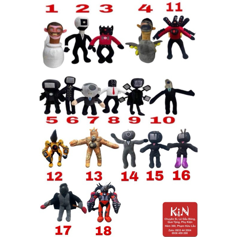 Thú Bông Bồn Cầu skibidi toilet - camera man - TV man - Clock man