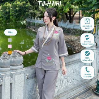 Đồ lam đi lễ thêu hoa TINH NHI sang trọng và thanh lịch PP180