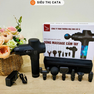 Súng massage cầm tay cao cấp CÁT Á 20 mức độ rung, 6 Đầu Massage Màn LCD điều khiển cảm ứng 1 chạm