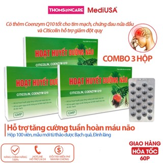 Combo 3 hộp Hoạt huyết dưỡng não, tăng tuần hoàn não, giảm đau đầu từ đinh lăng, bạch quả, thêm Citicolin - Thomsoncare
