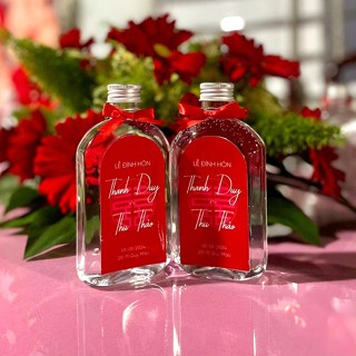 [Combo Đám Cưới Xưa] Combo chai nước + nhãn dán + nơ