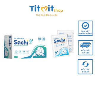 Gạc rơ lưỡi Sachi dịch chiết lá hẹ - Vệ sinh răng miệng cho bé - Hộp 10 gói