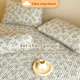 Set ga gối 4 món Tencel Modal trần bông cao cấp -Bộ Ga Giường Lụa Tencel Tơ Tằm Nhập Khẩu