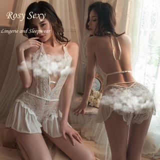 Bộ bodysuit ren mỏng xẻ đáy phối diềm váy ngủ gợi cảm LG365