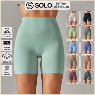 Quần Lulu Biker Short Đùi Cạp Cao Gen Bụng Thể Thao Nữ Tập Gym Yoga Chaỵ Bộ Thun Poly SoloSport 2166