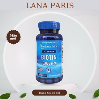 Hàng US có bill Viên uống mọc tóc Biotin Puritan Pride 100 viên 10.000mcg