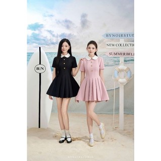 Kannie Dress - Váy xếp li phối cổ sen Bynoir Studio