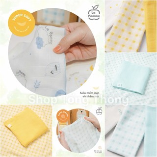 Khăn tắm đa năng La Pomme sợi tre lụa 75x75 120x120 cm bé sơ sinh mềm mịn thấm hút tốt K002 K003