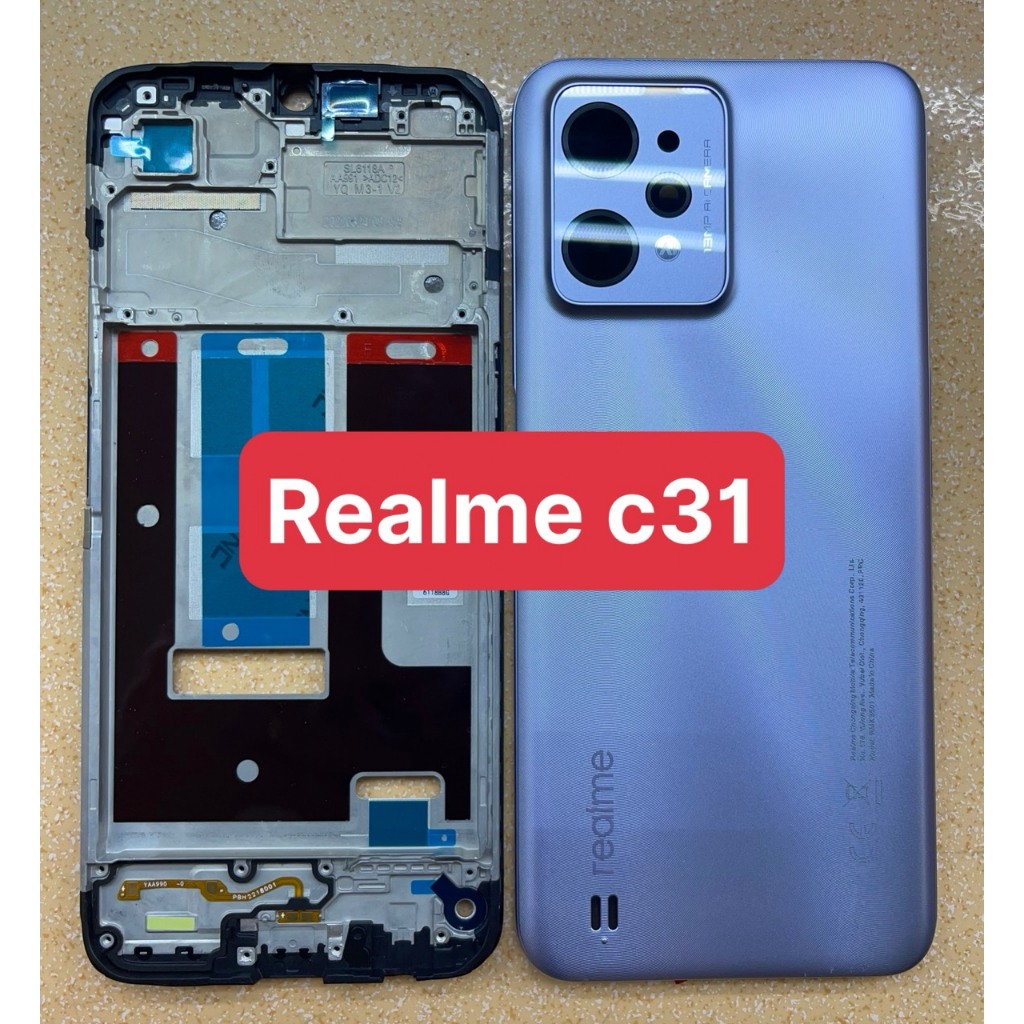 Realme C31/ BỘ VỎ+XƯƠNG SƯỜN+KHAY SIM+KÍNH CAMERA+PHÍM BẤM  ĐIỆN THOẠI REALME C31-RÁP MÁY CHUẨN