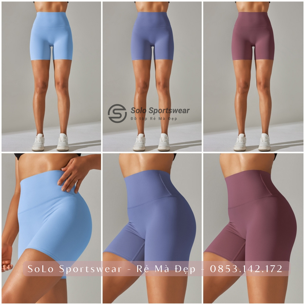 Quần Tập Gym Lulu Biker Short Legging Đùi Cạp Cao Nâng Bụng Tôn Mông Co Giãn Tốt Thoải Mái Vận Động 2166