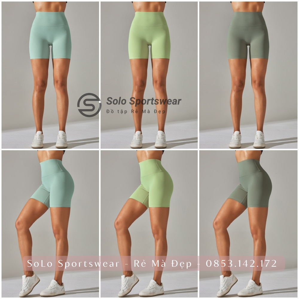 Quần Tập Gym Lulu Biker Short Legging Đùi Cạp Cao Nâng Bụng Tôn Mông Co Giãn Tốt Thoải Mái Vận Động 2166