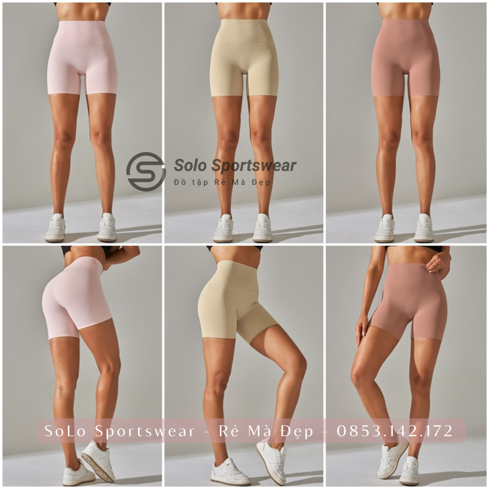 Quần Tập Gym Lulu Biker Short Legging Đùi Cạp Cao Nâng Bụng Tôn Mông Co Giãn Tốt Thoải Mái Vận Động 2166