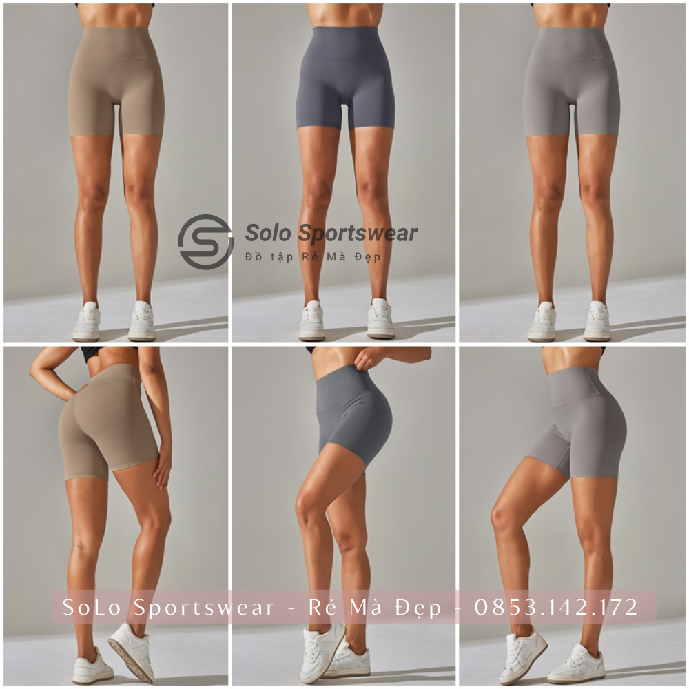 Quần Tập Gym Lulu Biker Short Legging Đùi Cạp Cao Nâng Bụng Tôn Mông Co Giãn Tốt Thoải Mái Vận Động 2166