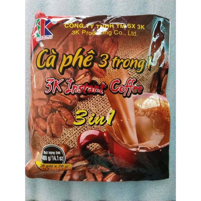 Cà phê 3in1 instant coffe bịch 20gói cà phê sữa 3 trong 1
