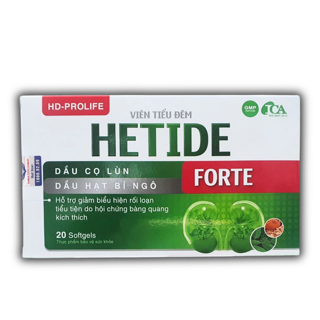 Viên tiểu đêm HETIDE FORTE (H20V), Giảm hội chứng bàng quang kích thích, người tiểu đêm nhiều lần.