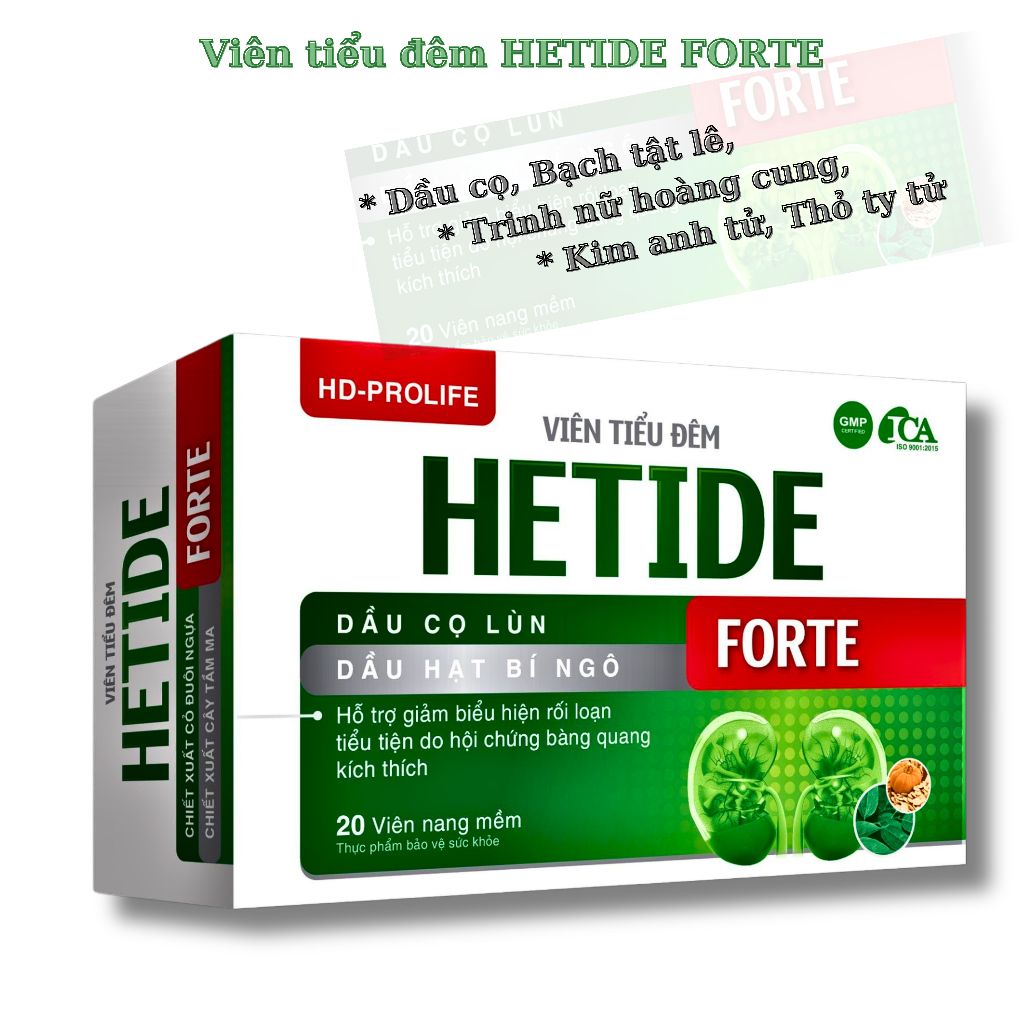 Viên tiểu đêm HETIDE FORTE (H20V), Giảm hội chứng bàng quang kích thích, người tiểu đêm nhiều lần.